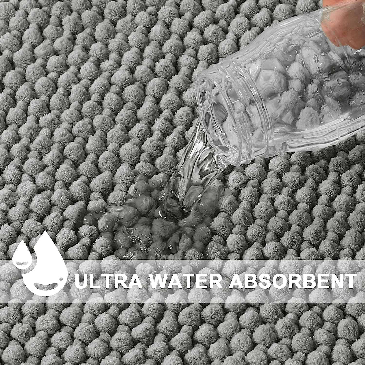 Solid color pet door mat super absorbent extra dense chenille soft bathroom non-slip floor mats dirt-resistant entrance mat