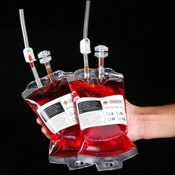 Cosplay Horror Props Halloween Blood Bag Food Grade Drink Bag  Energy Pack Vampire Blood Pouch ,Just the bag,Pack of 10-50