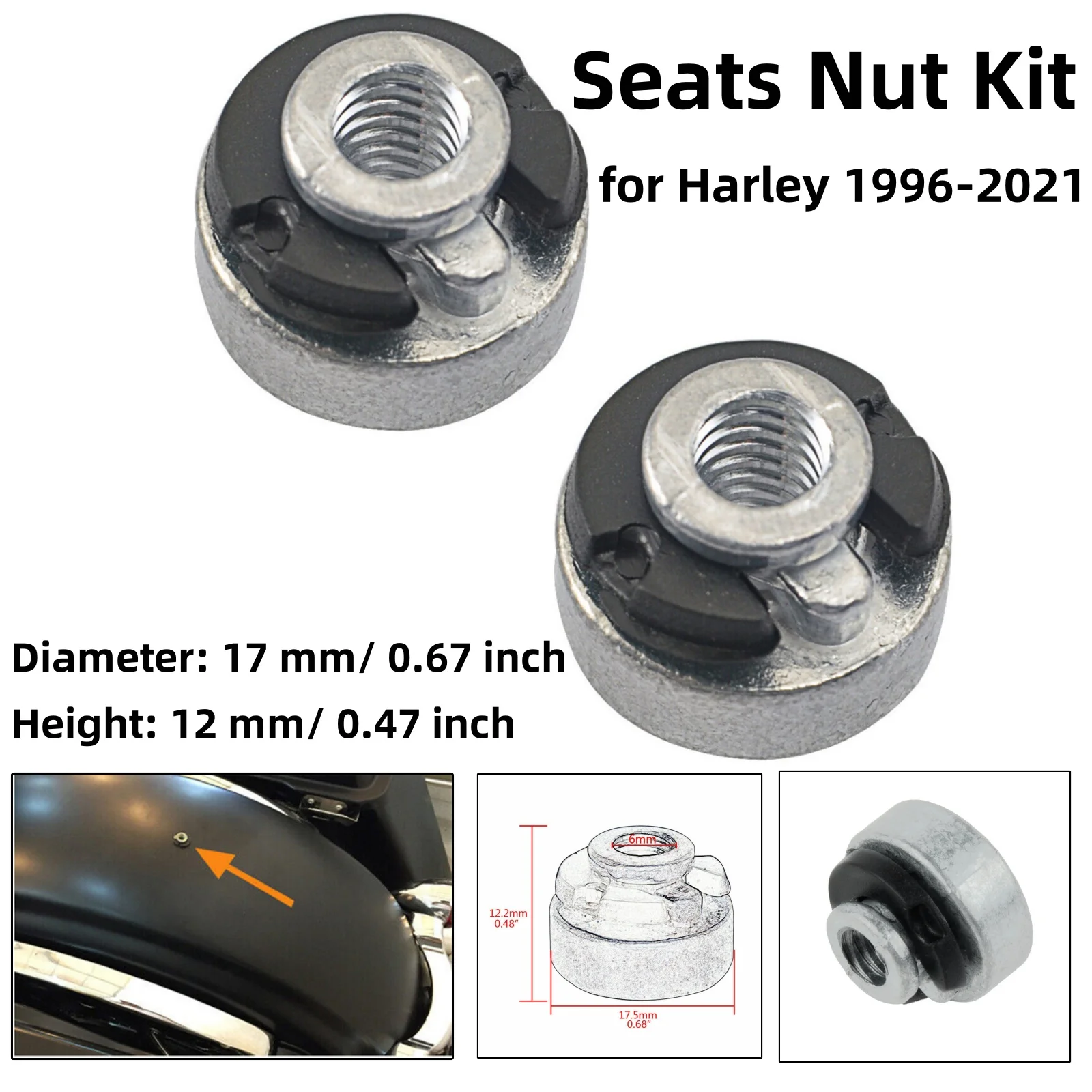 

2/1Pcs M6 Rear Fender Seat Bolt Screw Nut Kit Mount Nut Bolt Quick Release For Harley Sportster Street Bob 1996-2017