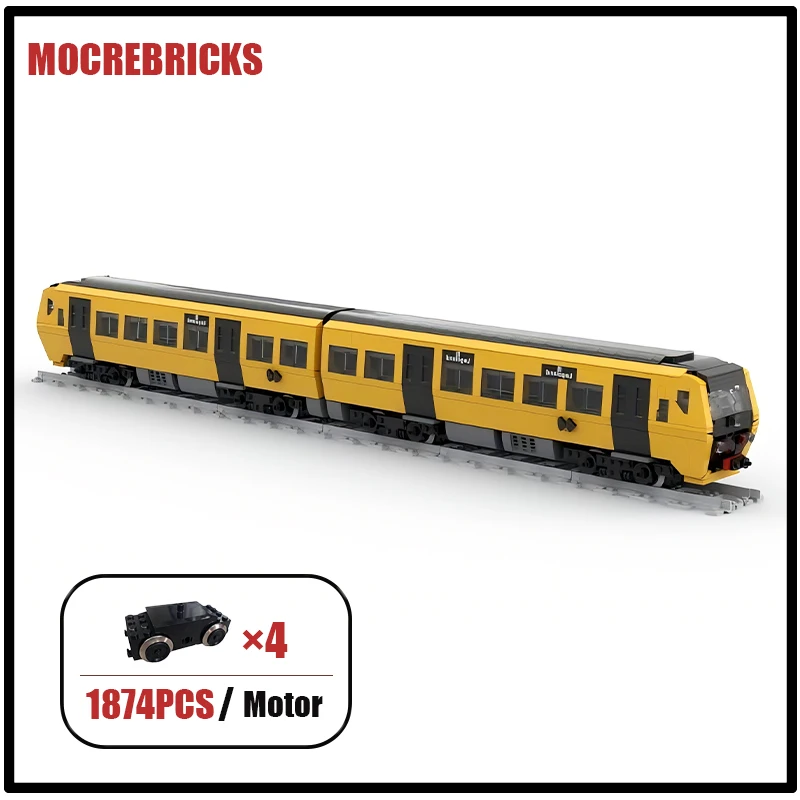 Vehículos de tecnología ferroviaria de alta velocidad, tren de pasajeros holandés con Motor de potencia, MOC, bloques de construcción, modelo, ladrillos para niños, juguetes, regalos