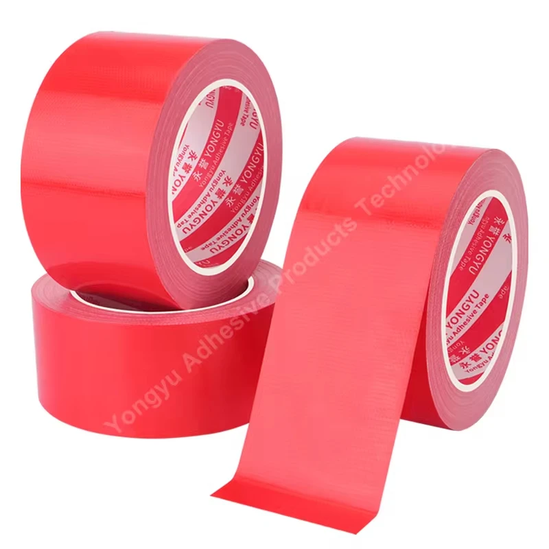 Red Cloth Fabric Heavy-Duty Duct Tape Is Multifunctional Bright Colors Waterproof Easy To Tear Fixed Carpet Protection Traceless