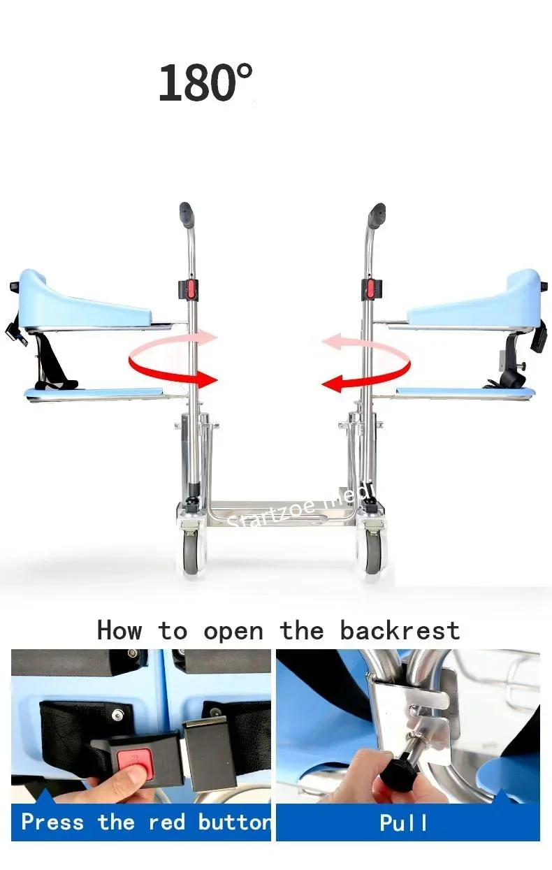 double hyraulic operate motorized drive patient lifting up transfer chair shower commode chair transport wheelchair rollator