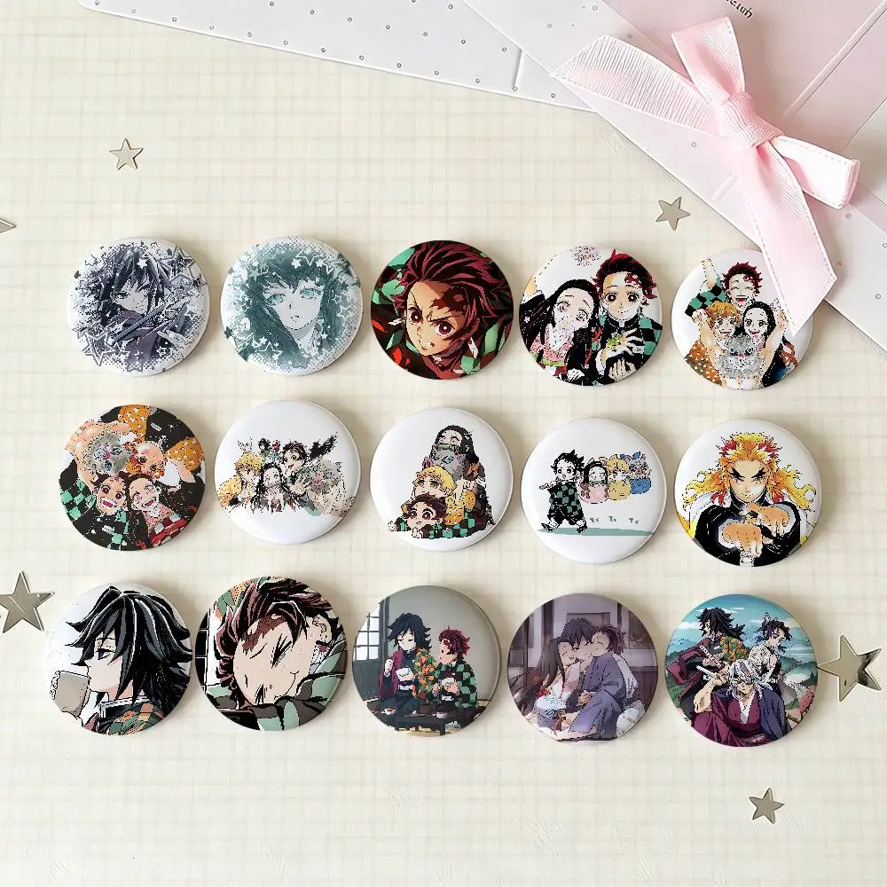 Amine D-Demon Slayer K-Kimetsu No Yaiba Badges Tinplate Soft Button Pin Brooch Metal Badge Custom Jewelry Accessories Hat Bag La