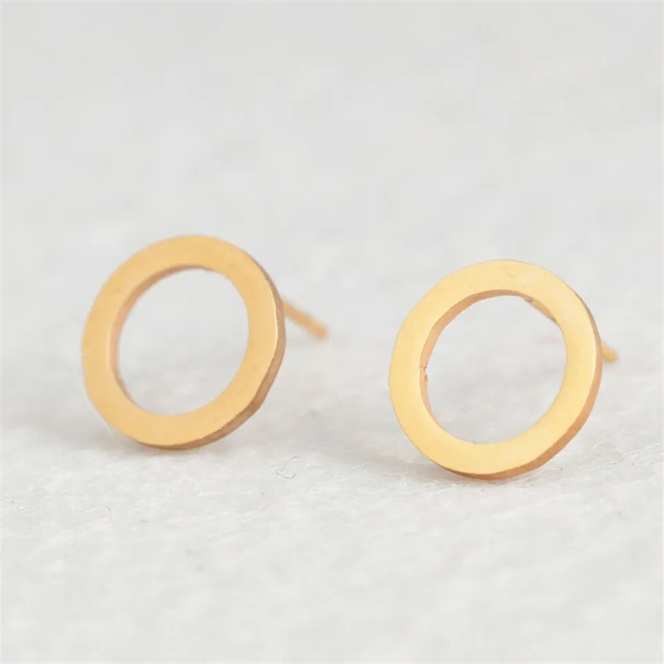 Stainless Steel Circle Stud Earrings For Women Girls Gold Color Minimalism Fashion Ear Jewelry Birthday Party Gifts Wholesale