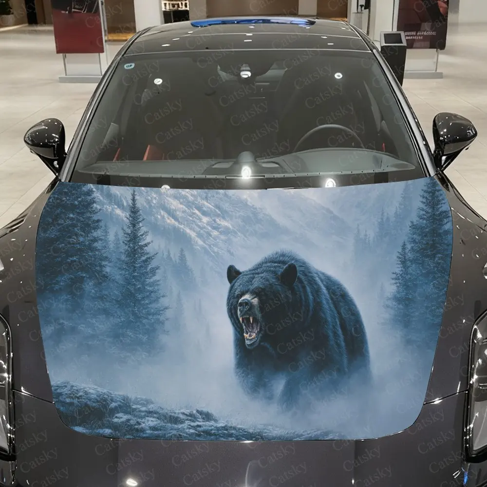 

Реалистичная виниловая наклейка на автомобиль с изображением горного гризли, водонепроницаемая ПВХ-наклейка на капот автомобиля, самоклеящиеся устойчивые к царапинам наклейки