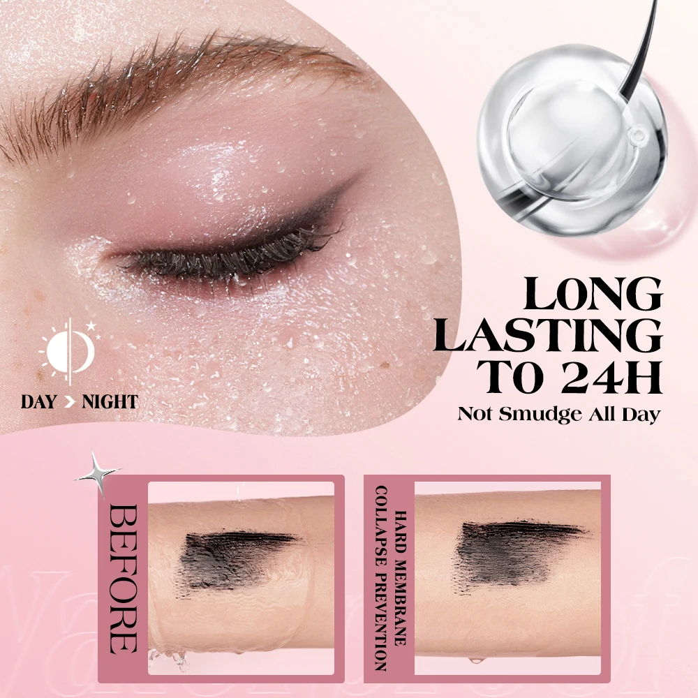 BANXEER มาสคาร่ากันน้ำได้ยาวนาน24ชม. สีดำต่อขนตาที่ดัดได้กันรอยเปื้อนมาสคาร่าสำหรับการแต่งตา