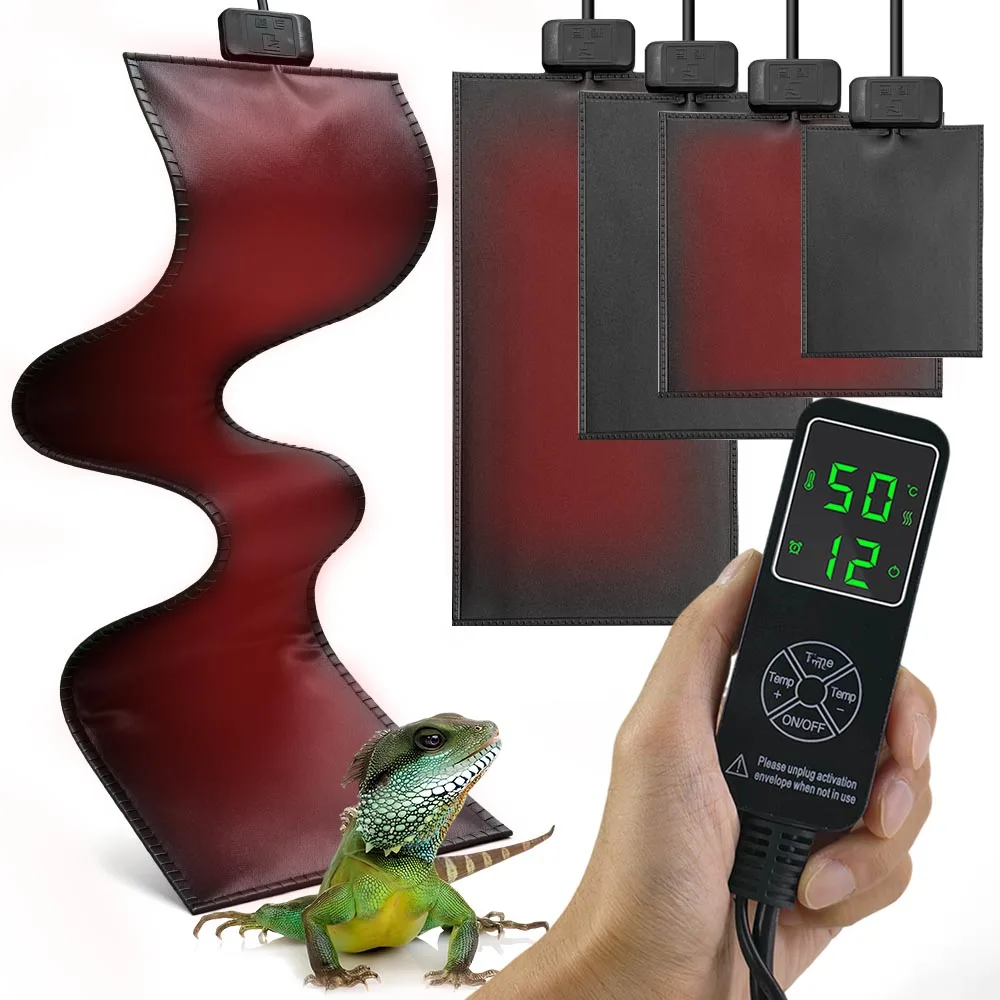 137-5W PVC Timed Reptile Heat Mat Plants Heating Pad w/ Adjustable Temperature Controller for Greenhouse Garden Potted Seedling