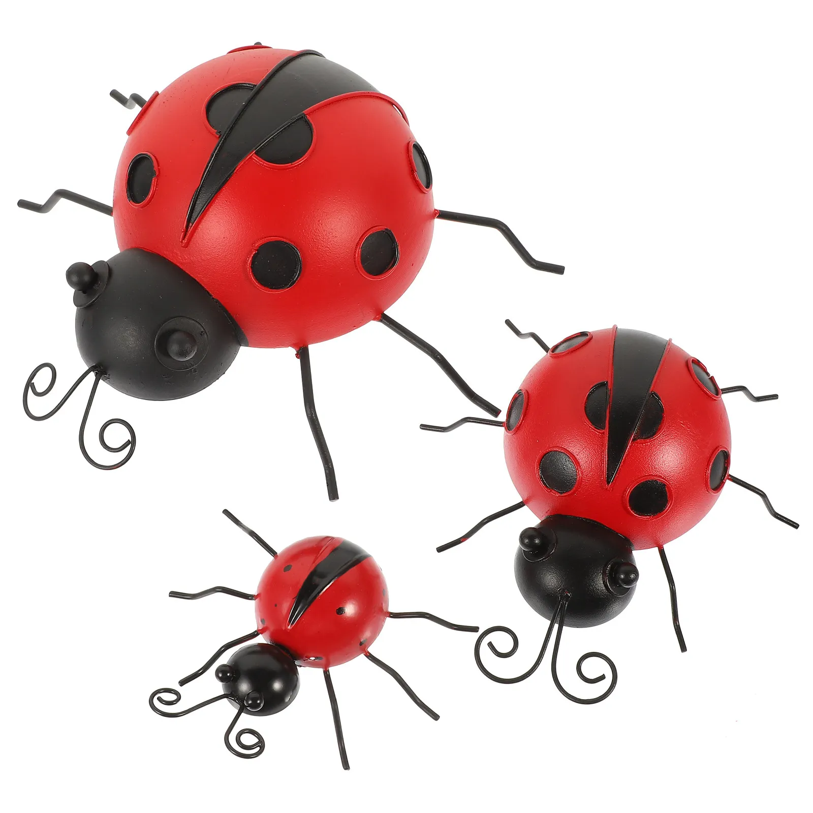 3Pcs Sturdy Iron Ladybug Decorations for Outdoor Garden Home Terrace Tabletop Decoration Simulated Ladybug Art Garden Sculpture