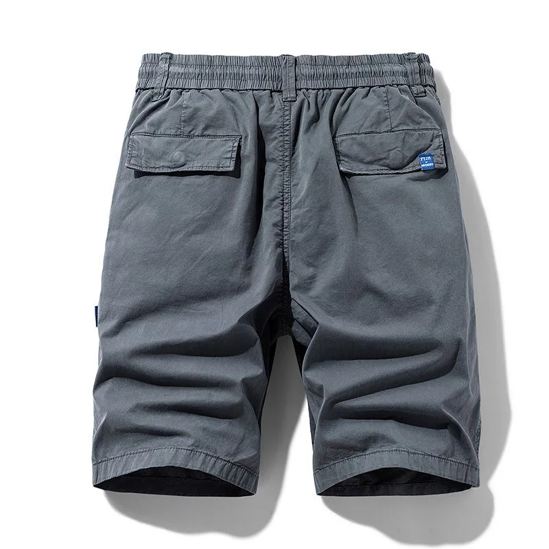 

Summer New Men's Casual Cotton orts Elastic Waist Pure Cotton Workwear Six-Seven Five-Quarter Thin Trendy Youth Active Sle