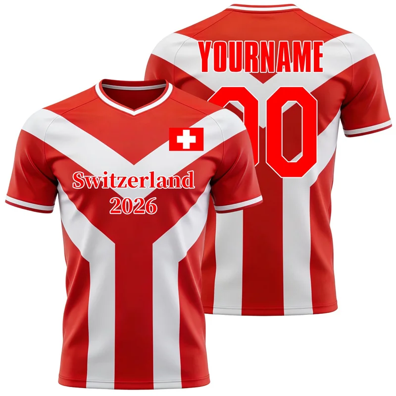 2026 Brazil Switzerland Angeutina Flag Football T Shirt Custom Name Number Printed Short Sleeve Casual Oversized Tops