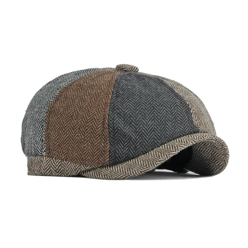 Spring Cotton Patchwork Newsboy Caps Flat Peaked Cap Men and Women Painter Beret Hats 121