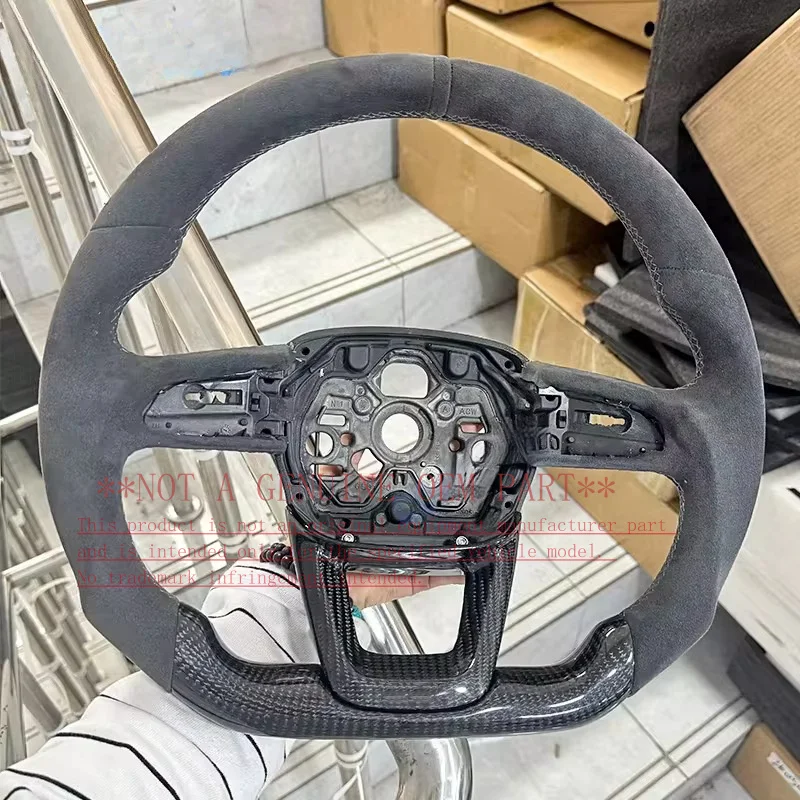 For Volkswagen Carbon Fiber Steering Wheel Horn Cover With Nappa Perforated Leather For Golf 6 MK6 GTI R Scirocco Polo