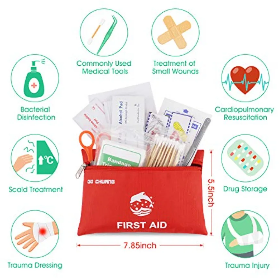 Small Travel First Aid Kit with 87 Pieces for Comprehensive Care: Clean Treat and Protect Against Most InjuriesIdeal for Emerge