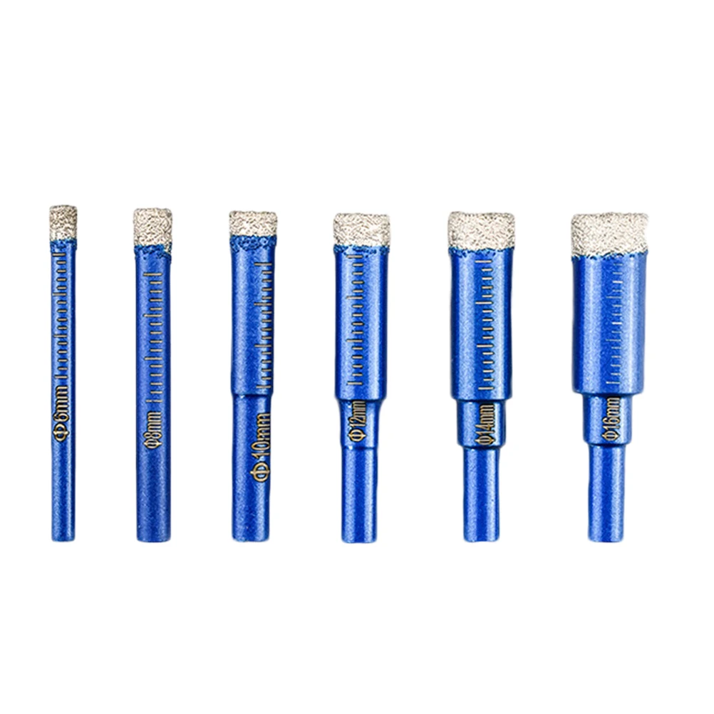 

6pc Tile Bit Set Dry Electric Hole Electric Drilling Bit Drilling Ceramic Glass Brick Wall Concrete Wood Saw Blade