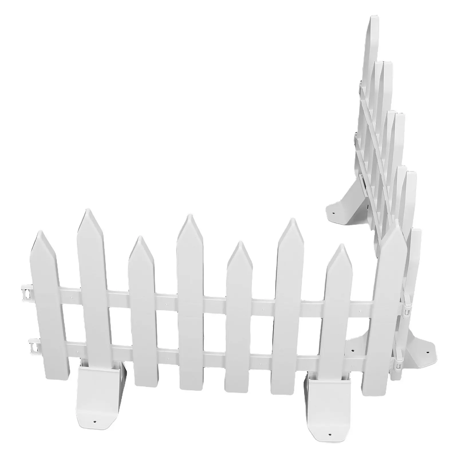 1Set Garden Border Fence White Plastic Picket Fence 19.7x11.8 Panels Base Courtyard Lawn Flowerbed Plastic Yard Barrier