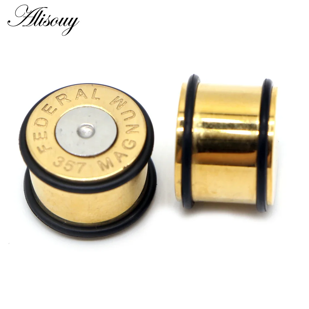Alisouy 2PCS Solid Ear Piercing Plugs Tunnels Stretched Stainless Steel Fashion Body Jewelry Ear Expander Gauges 6mm-16mm
