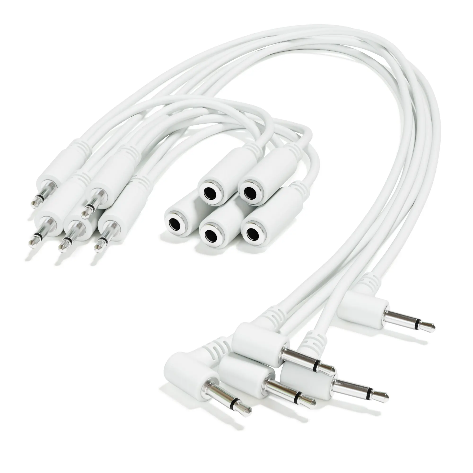 ExcelValley - 5-pack - Rechte hoek Hopscotch Mono Splitter Y-patchkabels TS 3,5 mm 1/8" voor Eurorack modulaire synth