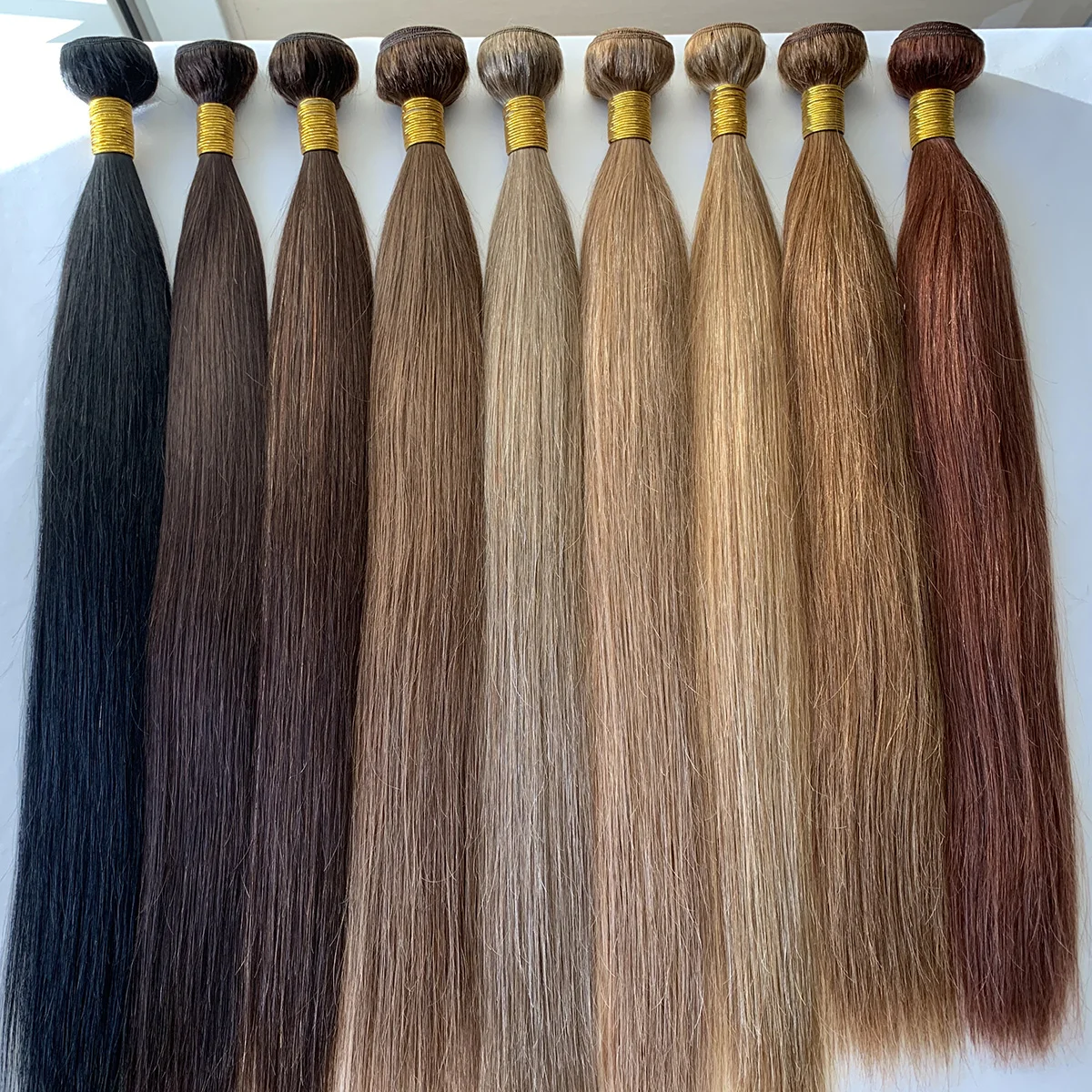 Bundles de tissage de cheveux humains droits personnalisés, extension de cheveux, tissage de cheveux humains Remy, 10A, #6, #8, #10, vente en gros