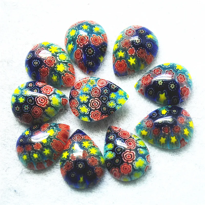 

10PCS New Millefiori Glass Beads Cabochons Teardrop Shape 12X16MM DIY Jewelry Accessories Fashion Necklace Making Parts