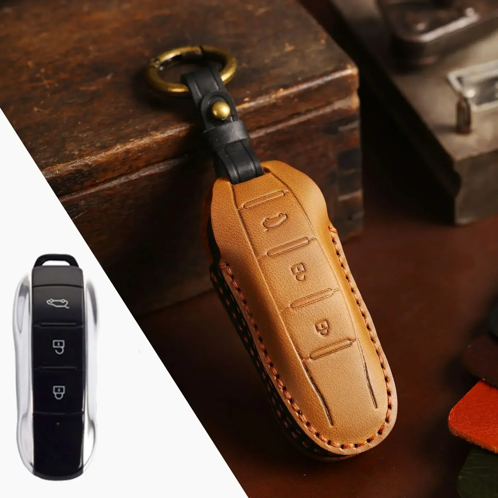 Leather Car Key Case Cover Holder Keychain Shell for Dongfeng Fengguang DFSK Glory 580 Fengon IX5 IX7 Seres 3 5 SF5 2021 2022