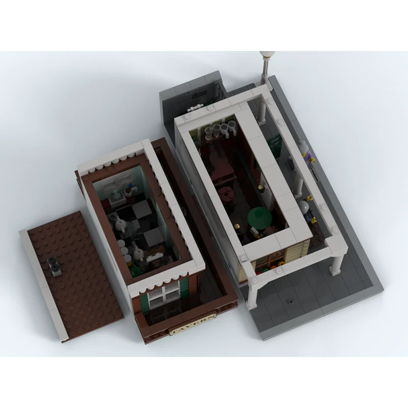 Klocki konstrukcyjne City Street View, model karczmy z XIX wieku, technologia klocków, DIY, montaż, średniowieczny dom, zabawki świąteczne.