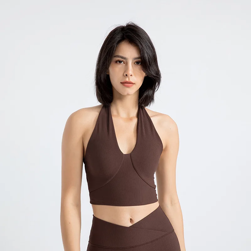 Summer and Autumn Sports Shock Resistant Running Fitness Neck Hanging Beautiful Back Tight Fitting Yoga Vest Underwear for Women