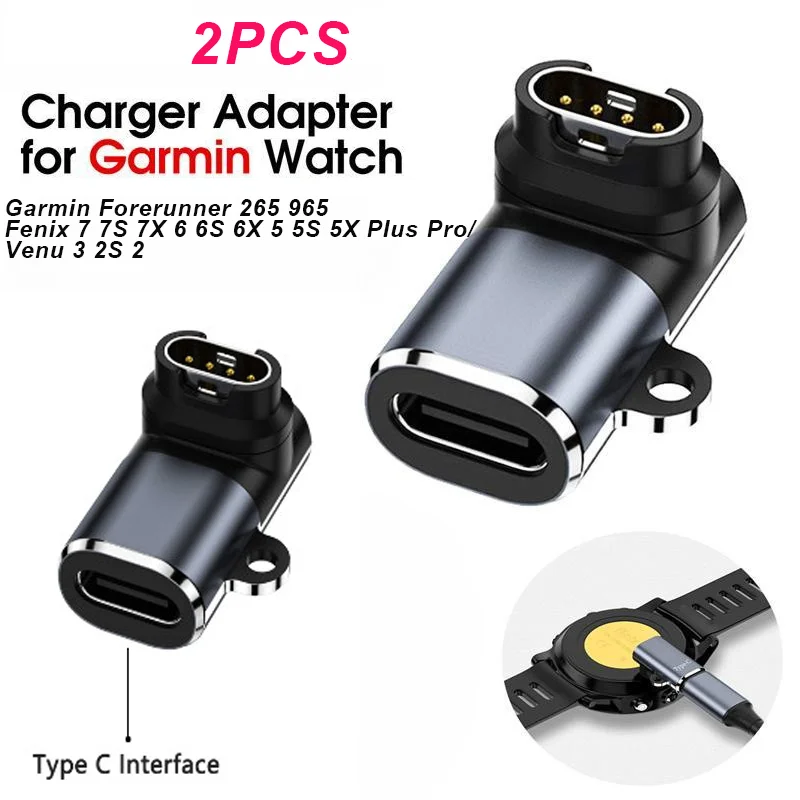 Für Garmin Approach S70, S60, S42, S40, S12, S10, G12, X10 USB-C Smartwatch-Ladegerät-Adapter Schnellladegerät 2er-Pack