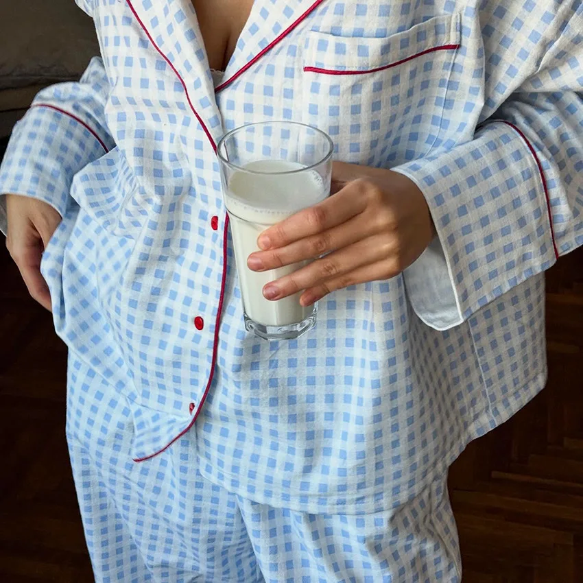 2026 New Pure Cotton Long-sleeved Trousers Pajamas Set Spring and Summer Skin-friendly and Comfortable Home Wear