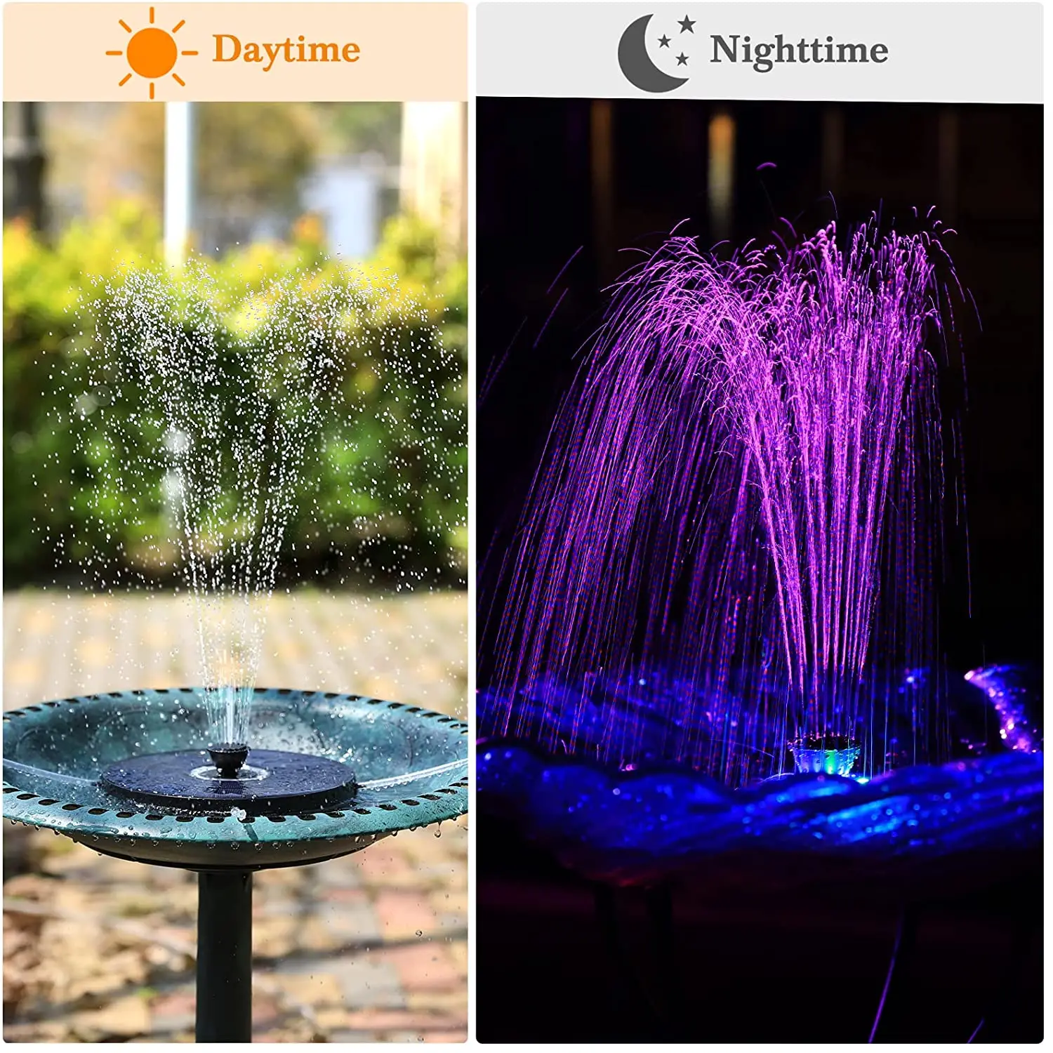 PALONE Solar Fountain 5.5W with Color LED Light,7 Nozzles Solar Bird Bath Fountain, for Outdoor,Garden, Bird Bath,Swimming Pool