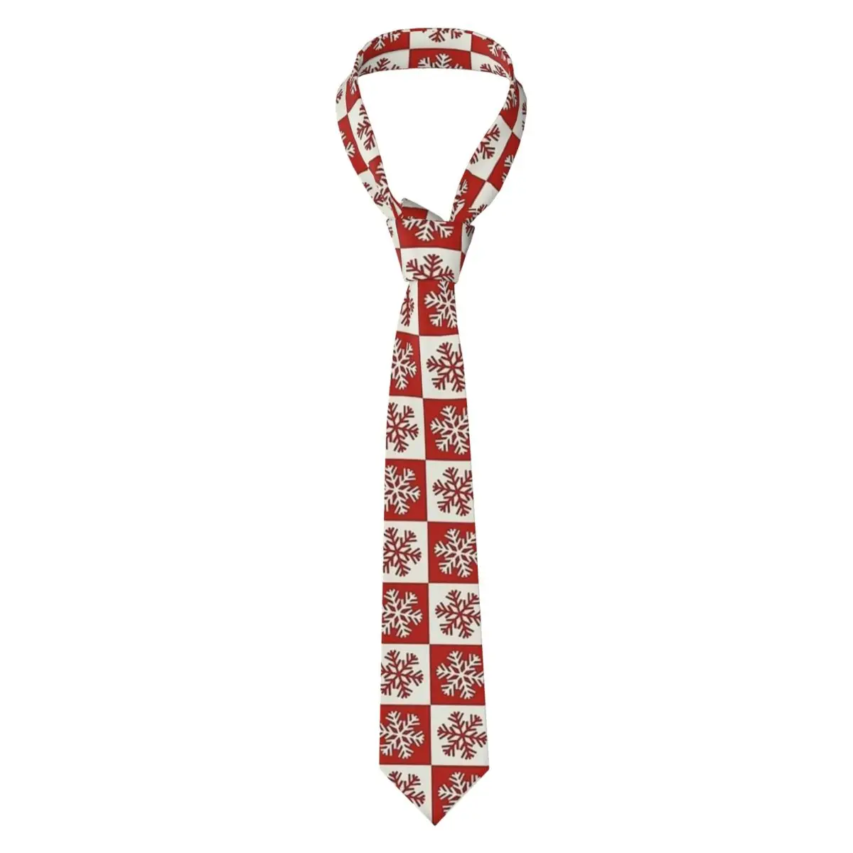 Men's Tie Christmas Snowflakes Neck Ties Red And White Plaid Funny Collar Tie Graphic Daily Wear Quality Necktie Accessories