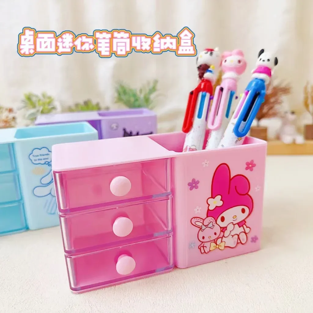 __bn__ Cinnamoroll My Melody Anime Kawaii Sanrio Desktop Storage Box Cute Kuromi Stationery Organizer Pen Holder Jewelry Case Kids Gift