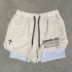 Summer Casual Street Shorts For Men Wooden Double Layer Shorts Breathable Beach Shorts Large Comfortable Fitness Sports Shorts