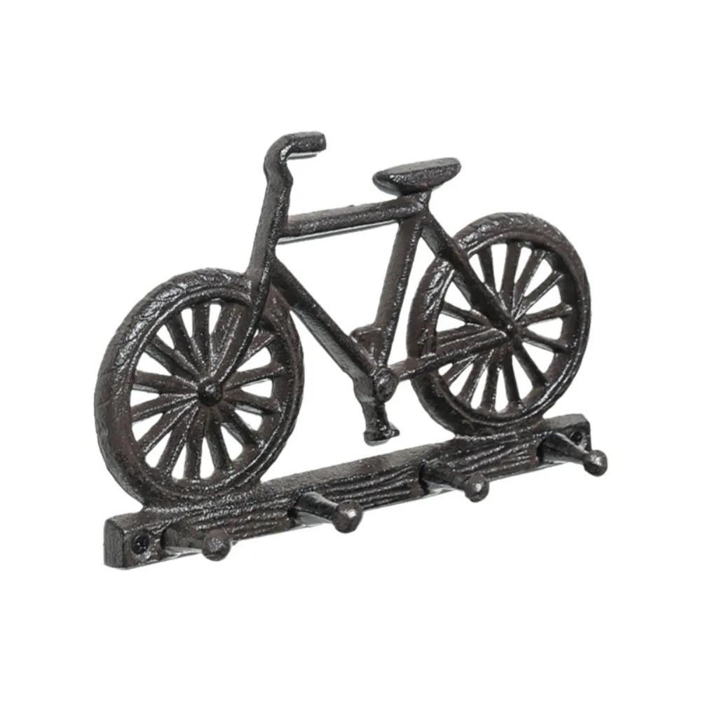 

Retro Bicycle Cast Iron Hooks Rust-Proof Space-Saving Coat Hooks Rustic with 4 Hooks Wall Mount Key Holder Wall Decoration