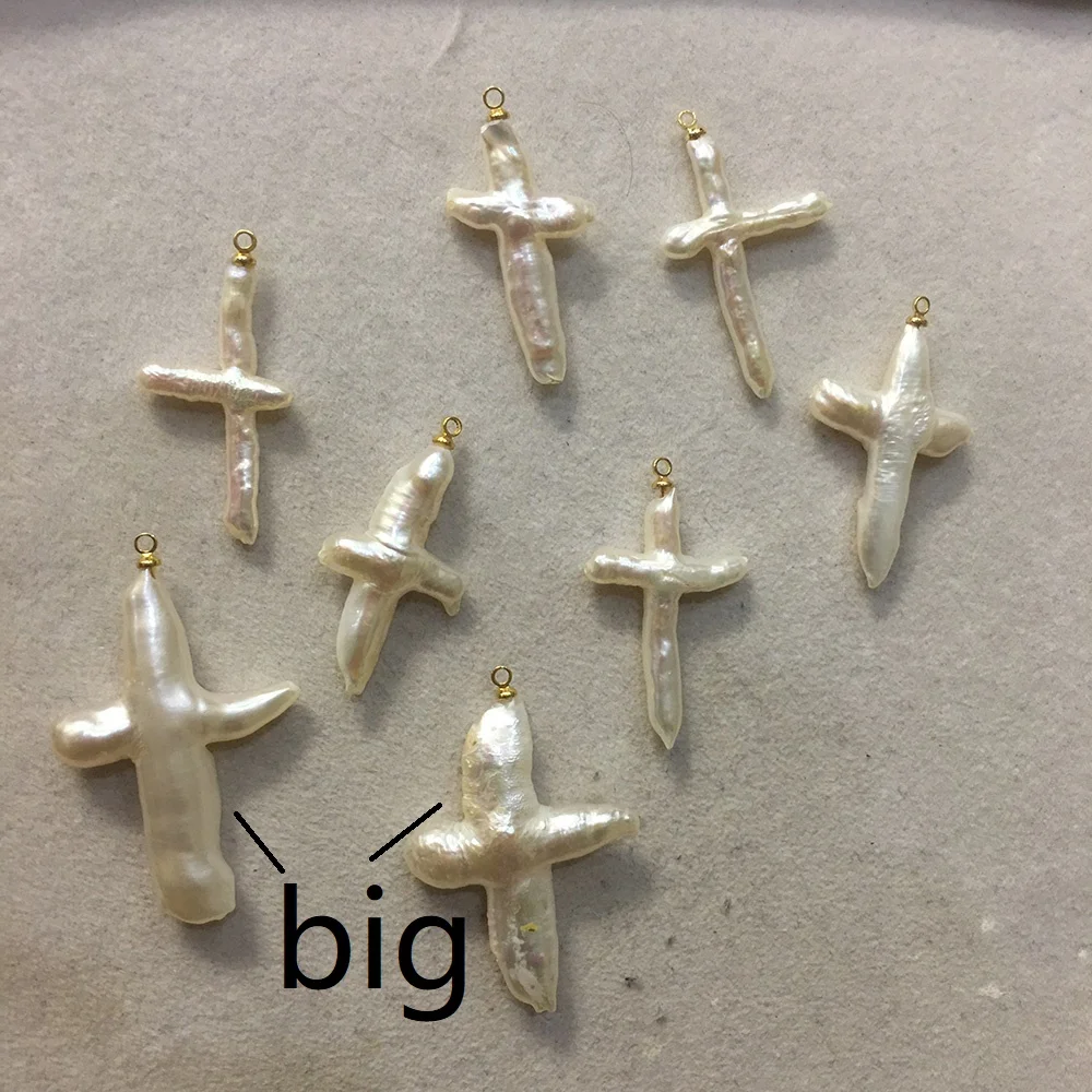 DIY pearl bead,15-50 mm  big cross baroque shape,keshi ,loose freshwater pearl with 1 metal hanger,FULL HOLE DRILLED