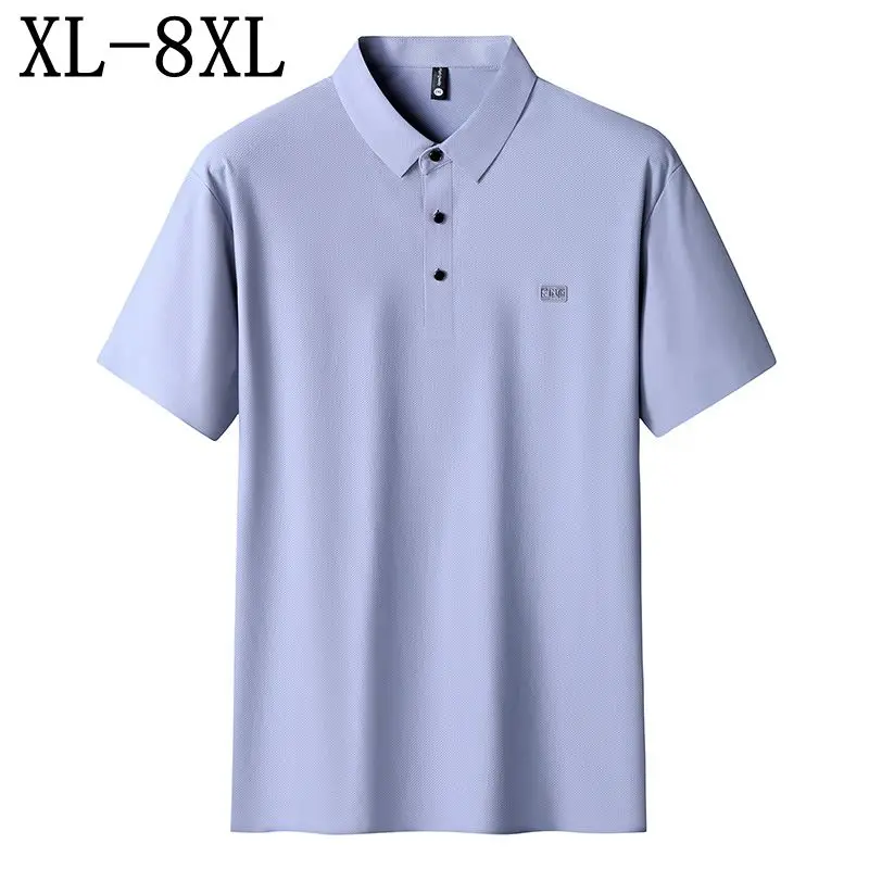 8XL 7XL 6XL 2026 New Summer High End Ice Silk Cool Polo Shirt Man Tops Fashion Embroidery Mens Shirts Loose Lapel camisa polos