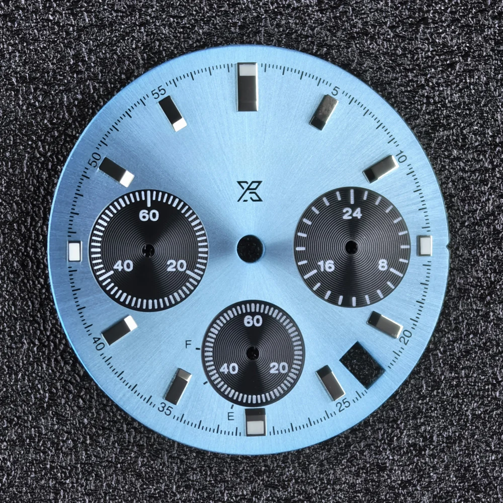 VK63 Dial S Dial Diameter 29.5Mm Prospex Wajah Kronograf Bercahaya 6 Tangan Cocok untuk Aksesori Jam Tangan Pergerakan Kuarsa VK63