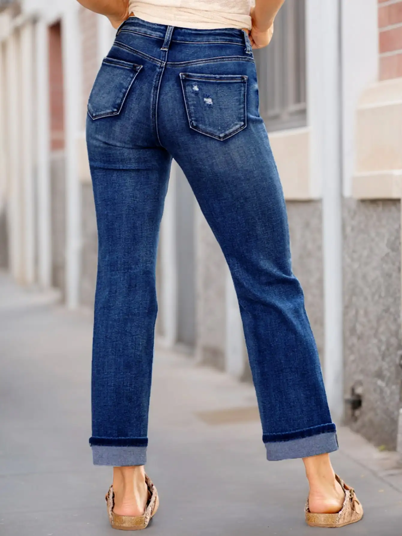 omen's Ripped Skinny Jeans - Stylish Distressed Denim Pants for a Trendy Look