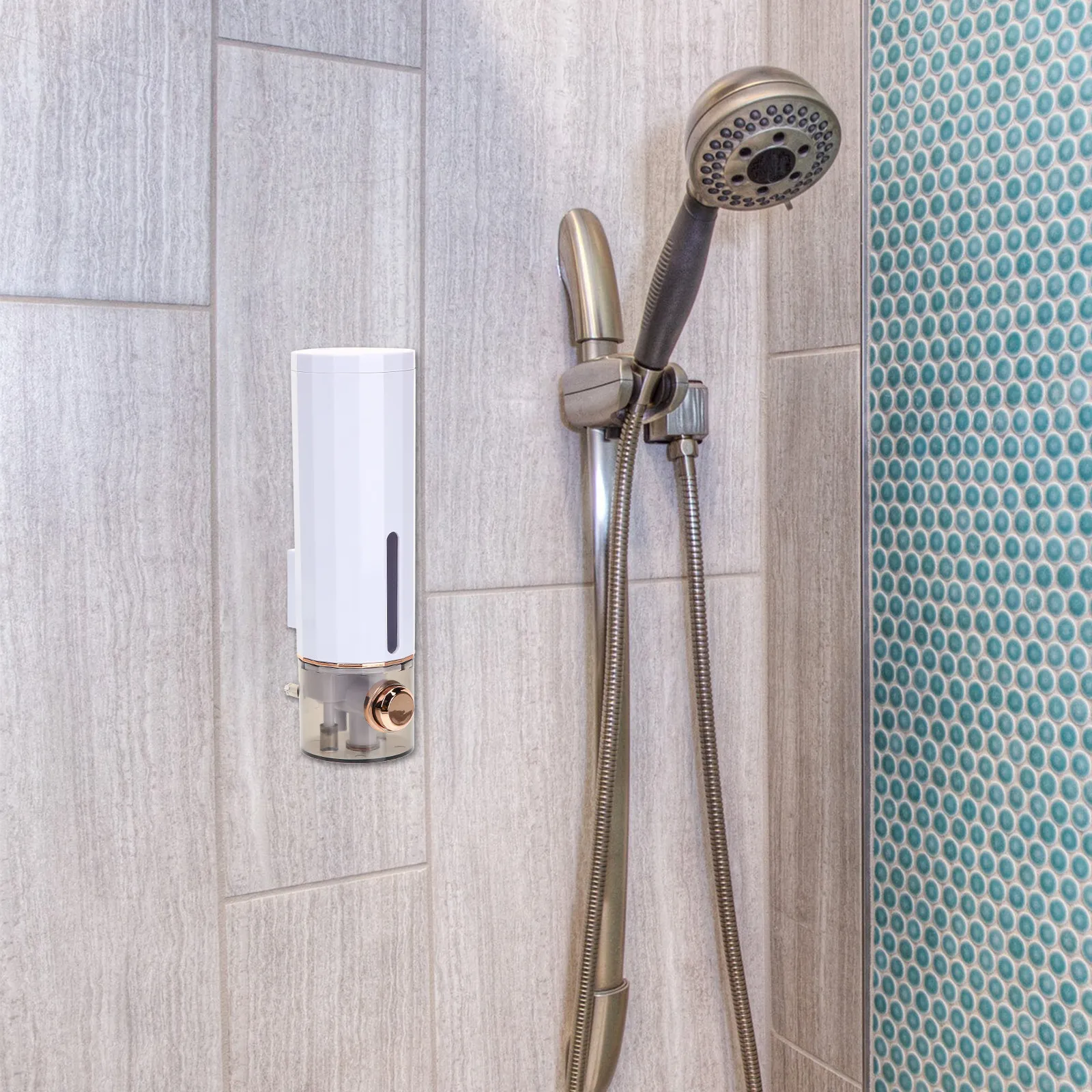 

Bathroom Soap Dispenser with Press Pump - Reliable Wall Mounted Shampoo Lotion Container for Home Hotel Shower