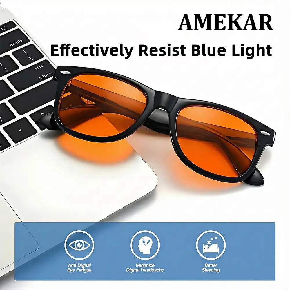 للرؤية الليلية الضوء الأزرق حجب النظارات الرجال النساء حماية الكمبيوتر النظارات المضادة لإجهاد العين الألعاب عدسة برتقالية حمراء TR90 #1