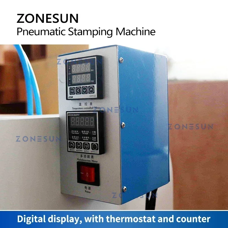 ZONESUN ZS-819C4 Pneumatic Hot Foil Stamping Machine 15x23cm Heat Press Embossing Machine for Leather Paper Wood Custom Logo