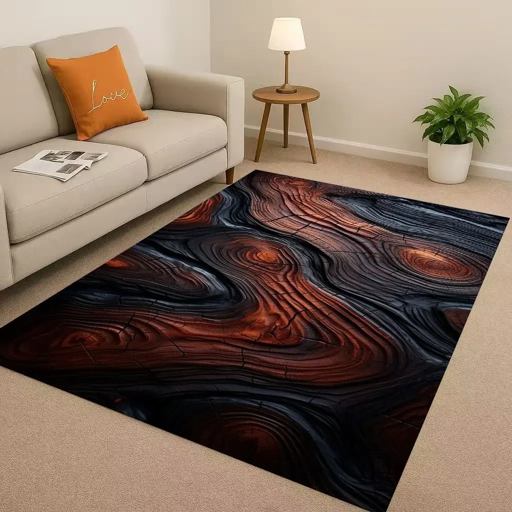 

Классический ковер с древесным узором и имитацией годичных кольцевых слоев древесины, коричнево-серый, для гостиной, спальни, игровой комнаты, под диван, для домашнего декора, придверный коврик