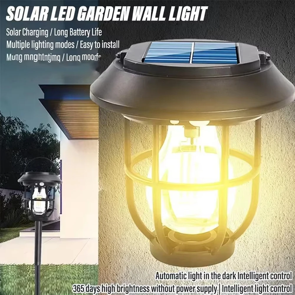 Portable Solar Induction Outdoor Atmosphere Camping Light Creative Waterproof Tungsten Filament Light Bright Hanging Tent Light