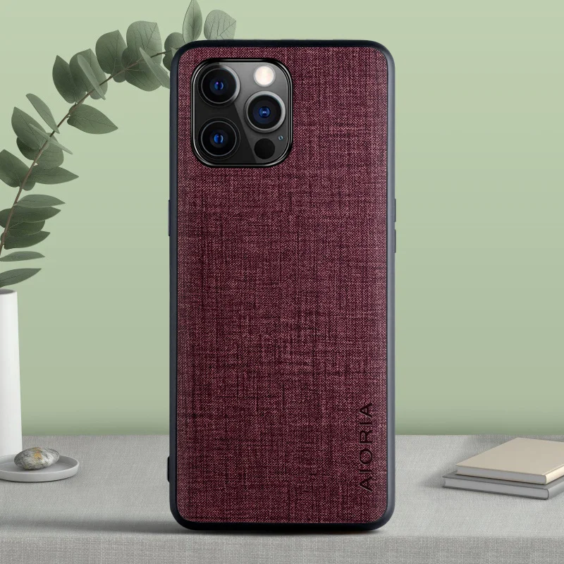 Caso de tecido real para iphone 12 mini se 2020 11 pro max 7 plus 8 6s x xr xs max tpu macio e pc duro