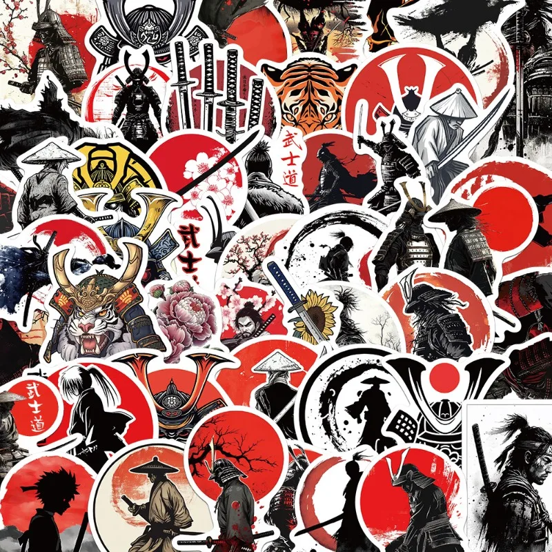 50Pcs Retro Wandering Swordsman Samurai Style Journal Material Stickers Stationery Luggage Notebook Waterproof Stickers