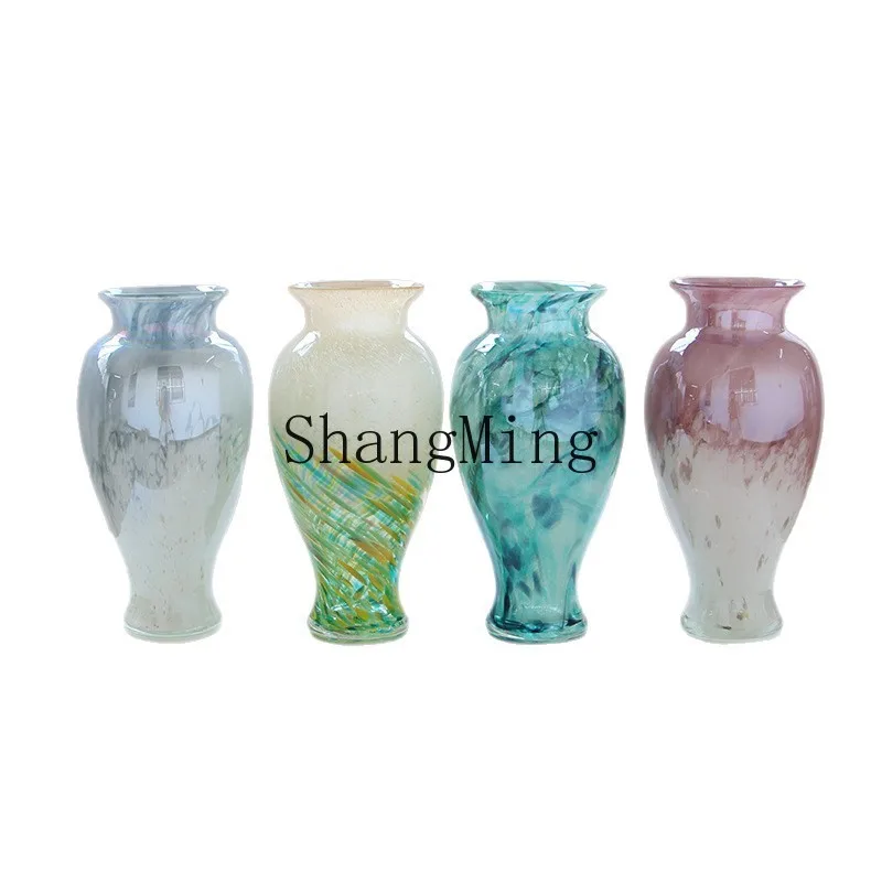 

DSA peacock blue gradual change magnetic powder vase flower dining table TV cabinet decorative ornament bottle