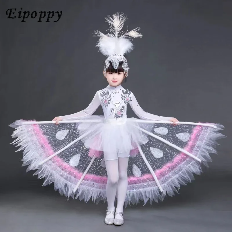 어린이 코스튬 여성 민족 춤 다이 공작 춤, 원피스 공연 착용