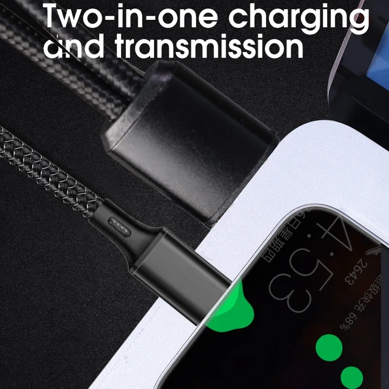 Двойной разветвитель USB C Multi Type-C, 6 А, быстрая зарядка, высокоскоростная передача данных, нейлоновый шнур, провод для зарядного устройства USB A-C