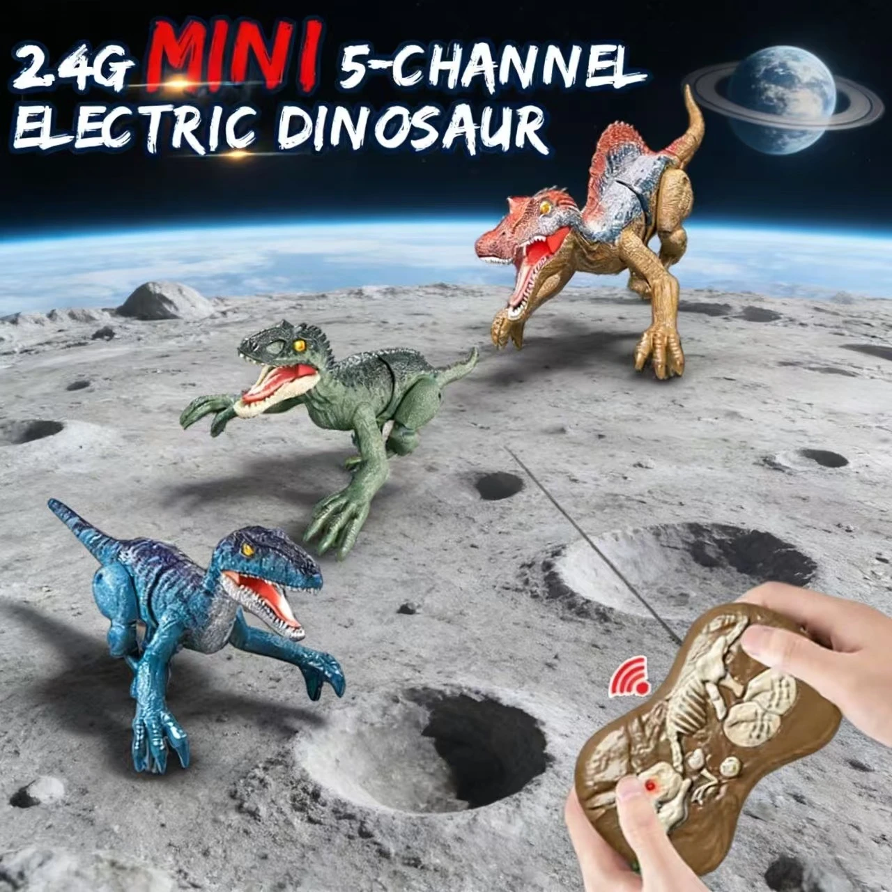 Mini jouet robot dinosaure rugissant, télécommande 2,4 GHz avec effets sonores et lumineux, parfait pour les enfants, anniversaire, noël