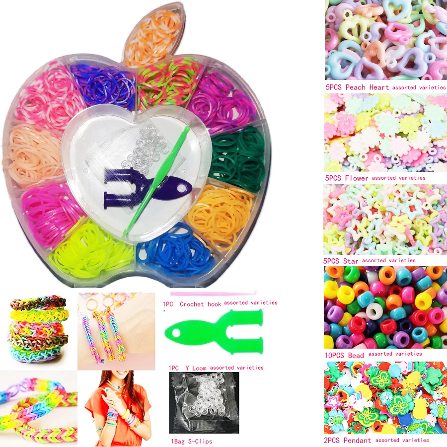 

DIY Loom Bands Rubber Band Kit Braided Bracelet Bangle Making Kit Suitable For Arts Crafts Colorful Leather Band Friendship Brac
