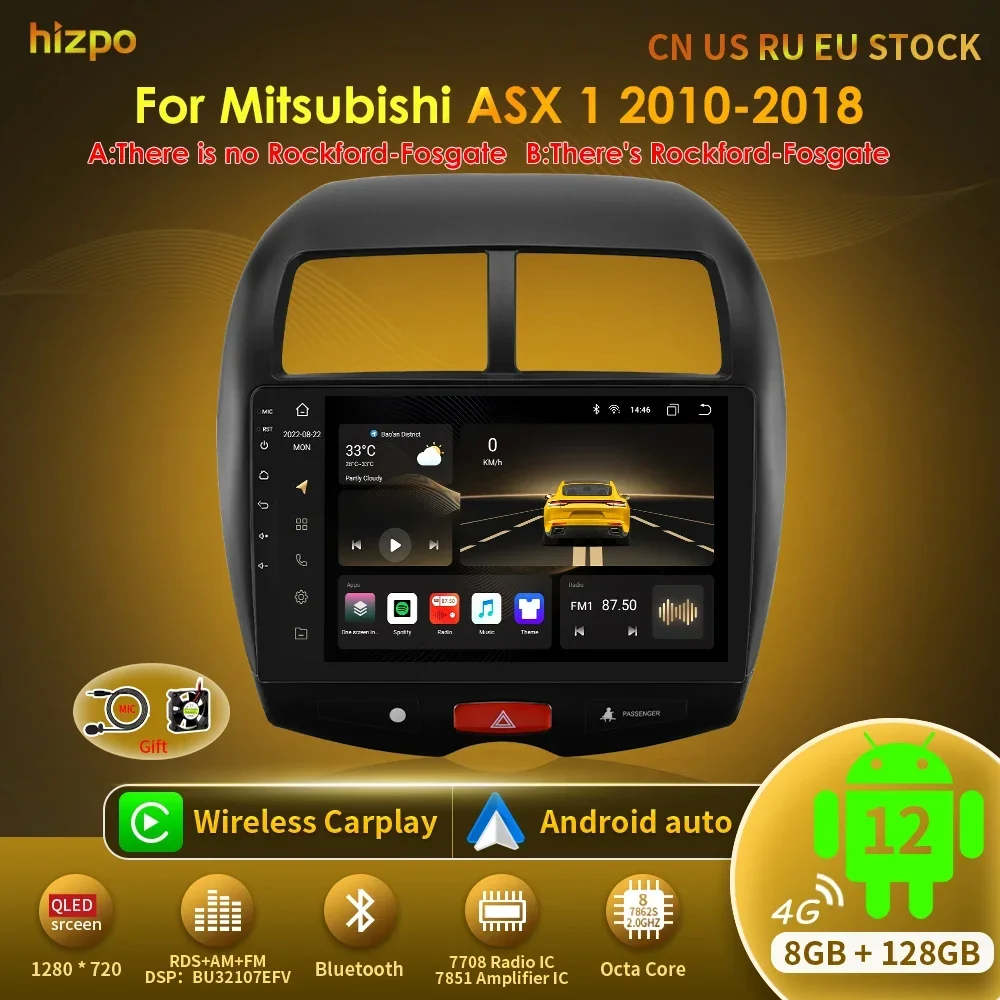 

Hizpo Android Autoradio For Mitsubishi ASX 1 2010 - 2018 Intelligent Car System Video Players CarPlay Auto GPS Navigation 2din